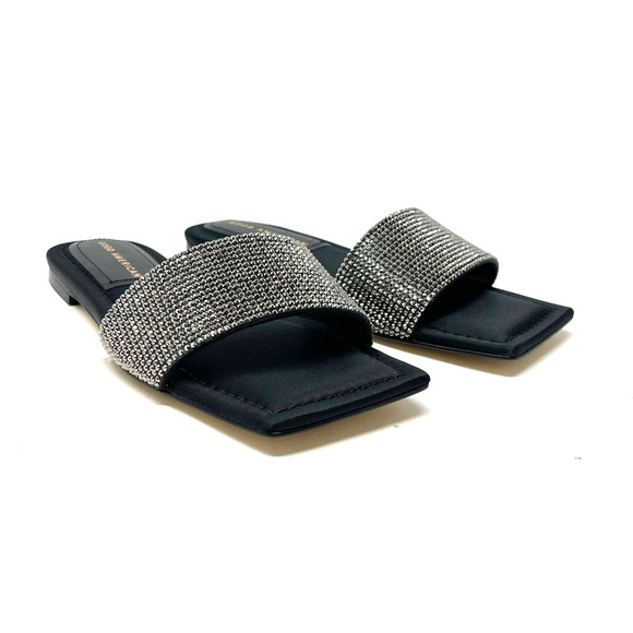 Good American Crystal Crush Standout Slide Black Size 7 GA126KD-X - Picture 1 of 6